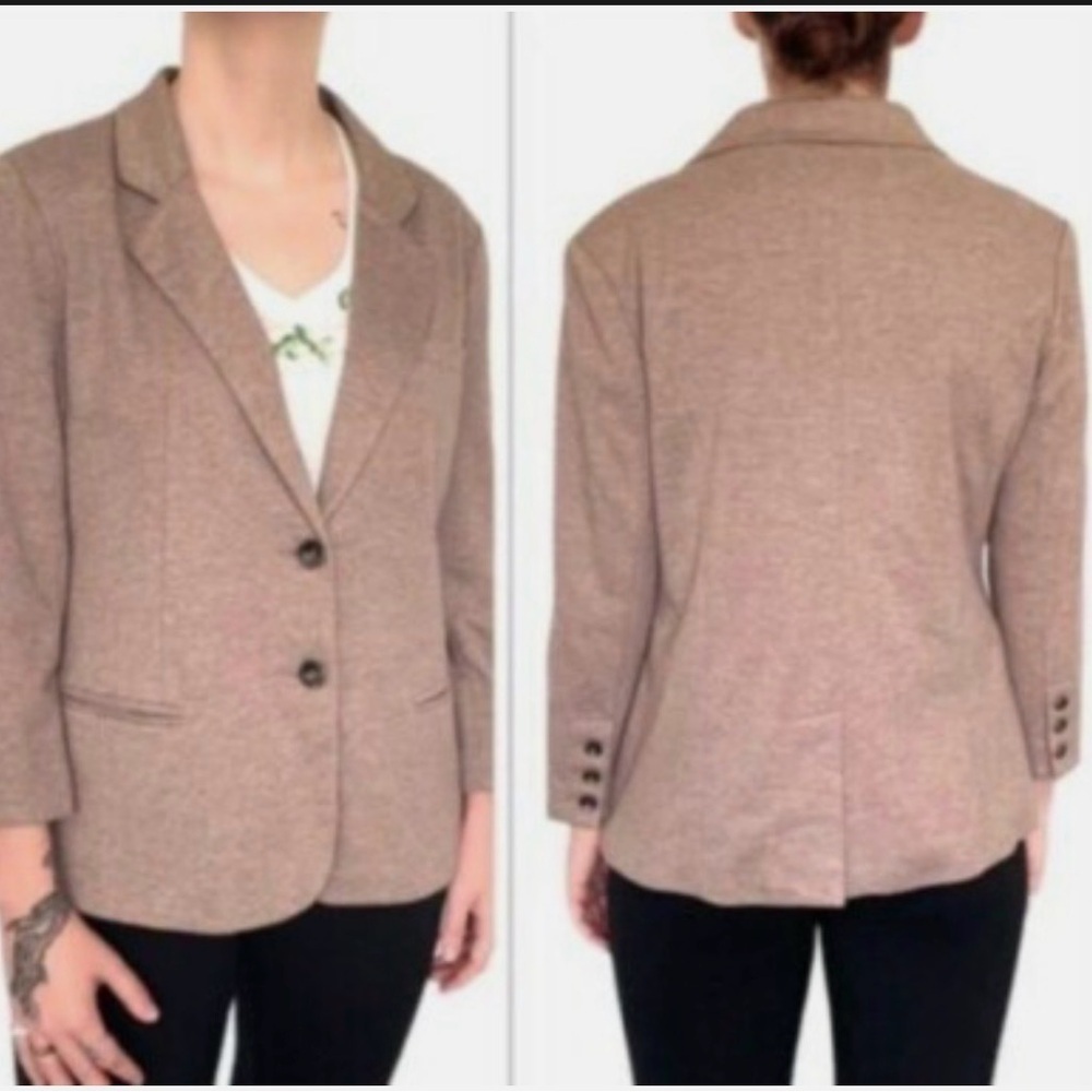 Anthropologie | Cartonnier | Classic Knit Beige Button Front Blazer | Sz M